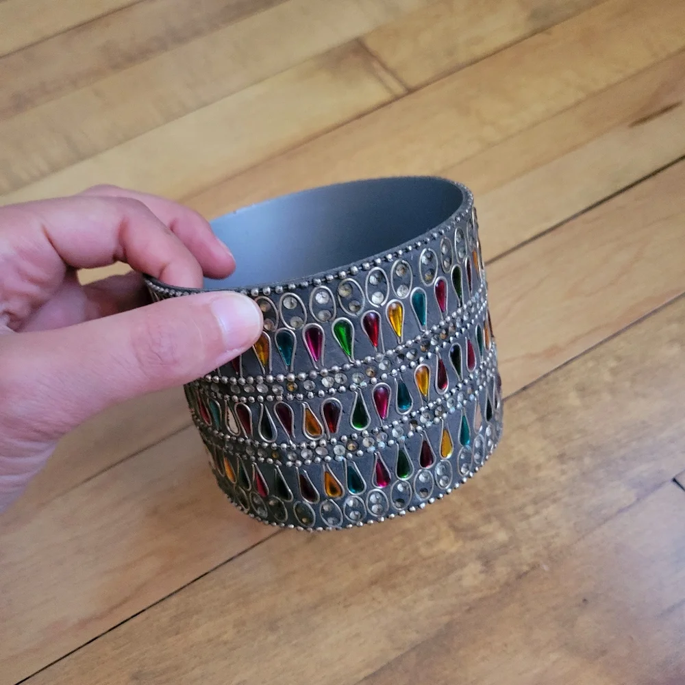 Vintage Indian Bejeweled Circular Box